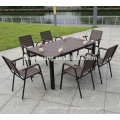 New design outdoor garden furniture plastic wood furniture dining table set for restaurant